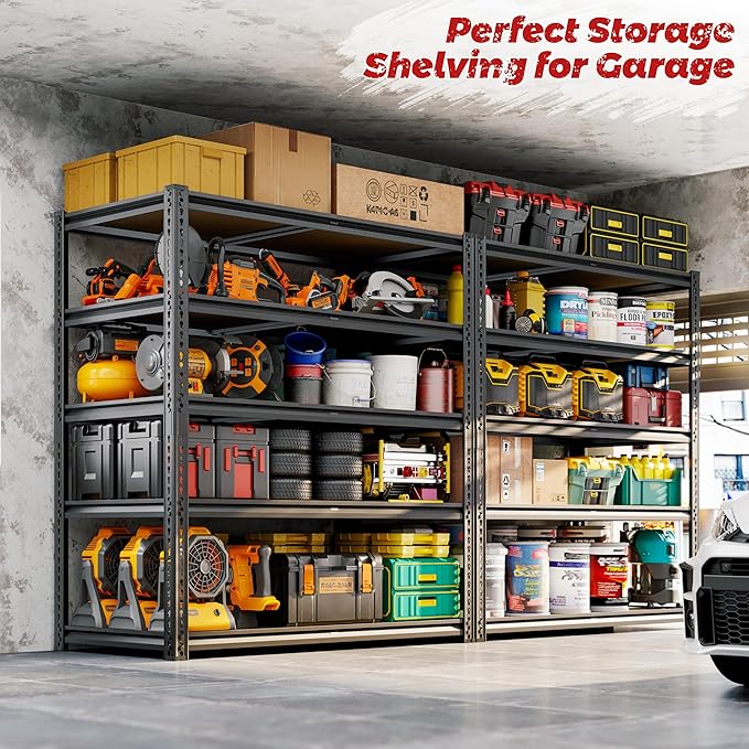 72"H Storage Shelves heavy duty, 2200LBS Garage Shelving, 5 Tier Metal Shelving Unit Adjustable Garage Shelves Utility Rack Shelf for Storage Warehouse Pantry Closet,40" W × 20" D × 72" H, Black