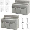 2-Pack Wall Hanging Organizer Bag/Hanging Baskets with Large Mesh Compartment & 3 Pockets，Over the Door Organizer Space Saving Storage for Bedroom,RV Camper, Closet (Gray -2 Pack)