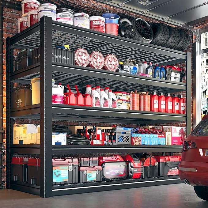 55.1" W Metal Shelving 5 Tier Garage Shelving 3050LBS Storage Shelves Adjustable Garage Shelves Industrial Metal Shelf for Basement Warehouse Shop Supermarket 55.1" W x 25.8" D x 78.1" H