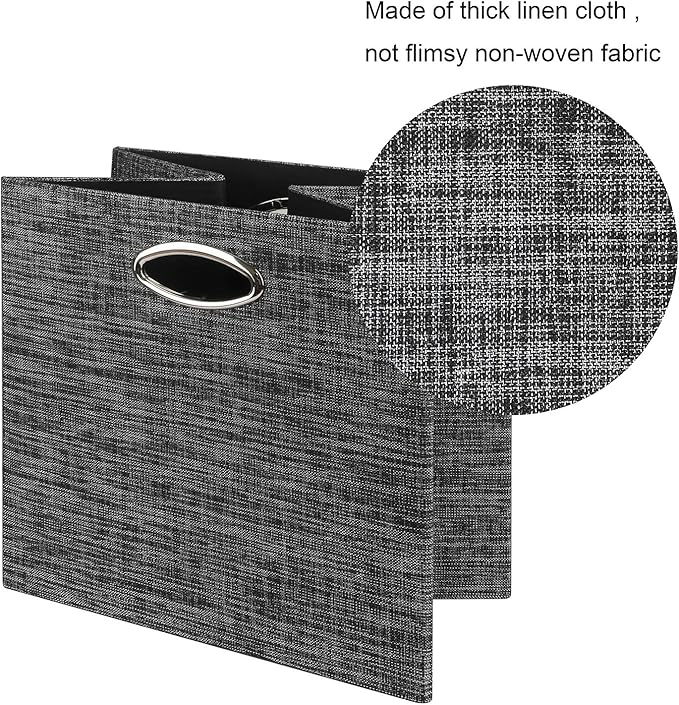 Posprica Storage Cubes,12×12 Storage Bins ,Foldable Storage Baskets Fabric Drawers Containers for Shelf Cabinet Bookcase,Thick and Heavy Duty (4pcs, black)