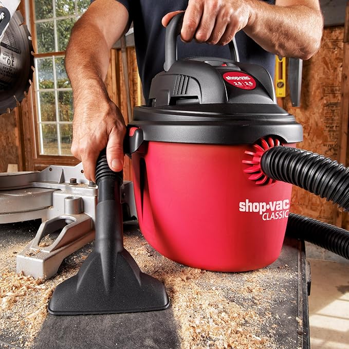 Shop-Vac 2.5 Gallon 2.5 Peak HP Wet/Dry Vacuum, Portable Compact Shop Vacuum with Collapsible Handle Wall Bracket & Multifunctional Attachments for Home, Jobsite. 2036000