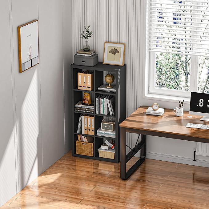 Bookshelf with Storage Bins, 20-Cube Storage Organizer with Back Panels, Modern Bookshelf for Bedroom, Multifunctional Display Cube Bookshelves for Living Room, Bedroom, Home Office