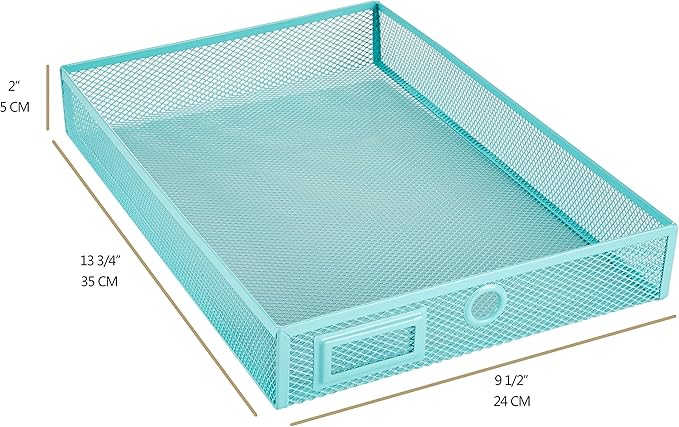 Annova Desk Organizer Wire Mesh 3 Tier Sliding Drawers Paper Sorter/Multifunctional/Premium Solid Construction for Letters, Documents, Mail, Files, Paper, Kids' Art Supplies (Turquoise)