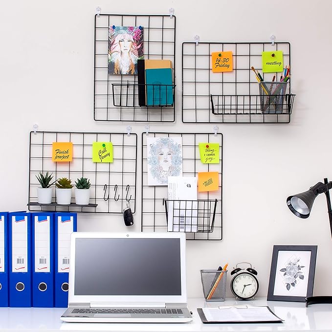 ODOXIA 1-Pack Wire Wall Grid Panel | Photo Grid Wall Decor | Metal Grid Board for Hanging Pictures | Black Wire Grid Organizer for Home, Office & Kitchen | Wall Grid Panel for Display & Storage