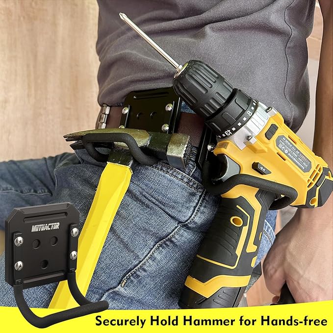 MUTUACTOR Hammer Holder Belt Clip,Non-Slip Tough Tool Clip Drill Holder for Tool Belt,Quickly Access Tool Belt Clip Hammer Holster for Power Drill Drivers Heavy Duty Hatchet Hammers Mallets (1 Set)