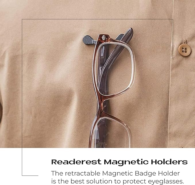 Readerest Magnetic Glasses Holder (3 Pack), Magnet Clip for Readers, Sunglasses & Work Badges for Men & Women, USA Made