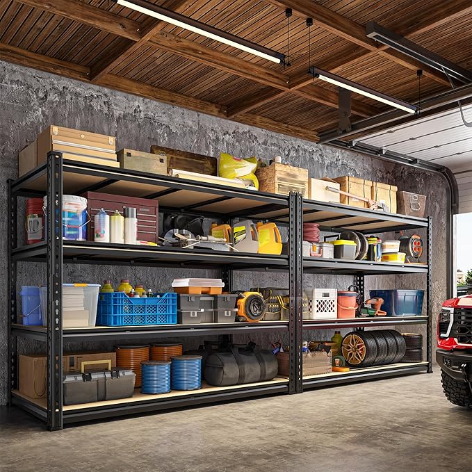 55" W Storage Shelves, 2040LBS Garage Shelving Heavy Duty, 4-Tier Storage Shelving, Adjustable Metal Shelving Unit for Garage, Warehouse, Pantry, Kitchen, 55" W × 24" D × 60" H