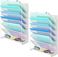 Kuntine.B Wall File Organizer Hanging Magazine Holder (White, 7 Tier 2 Pack)