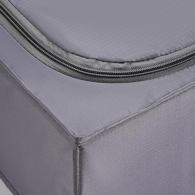 TYEERS Under Bed Storage Containers, Durable Fabric, Washable, Collapsible, Under Bed Storage Bins for Clothes, Blankets, Sheets, Shoes, 27.5x16.5x7 Inches, 2-Pack, Dark Grey