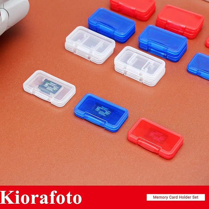 Kiorafoto 18 PCS Multi-Color Clear Plastic Memory Card Holder Case for 18 Micro SD SDXC SDHC TF Cards, Transparent MicroSD MSD Memory Card Case Storage Organizer with Labels