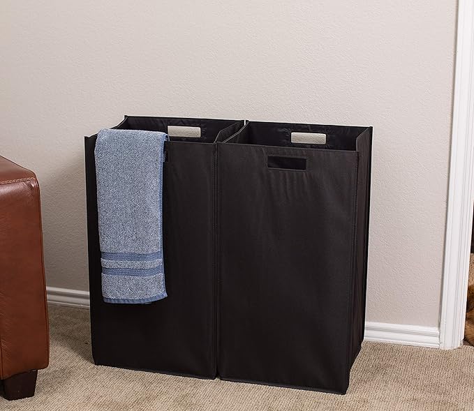 Internet's Best Collapsible Laundry Hamper - Set of 2 - Dirty Clothes Sorter with Handles - Magnetic Side - Easy Storage - Folding - Black