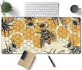 Bee and Honeycomb Large Mouse Pad, Vintage Aesthetic Gaming Desk Mat, XXL Keyboard Desk Pad Mat for Desktop, 35.4"x15.7" Non-Slip Base Big Mousepad with Stitched Edges