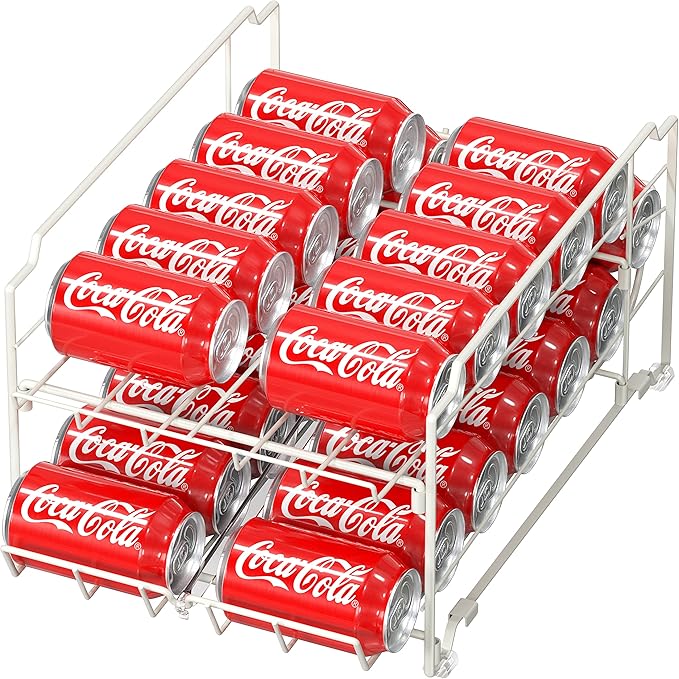 Simple Houseware Dual Row Front Loading Stackable Can Dispenser, White