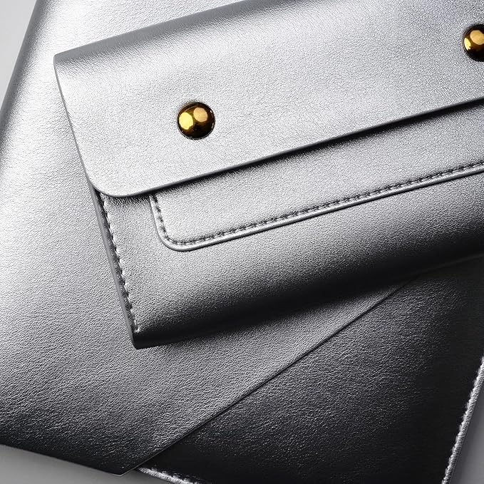 Laptop Sleeve Compatible with 2024 13inch MacBook Air M3 A3113, 13 MacBook Pro M2, Surface Pro 3 4 5 6 7, Dell XPS 13 with Small Pouch, Mouse Pad and Cord Holder Color Silver