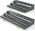 Spice Rack Organizer for Cabinet, 3 Tier Expandable Spices Storage, Great for Kitchen Cabinets, Cupboard,Pantry and Countertop More(Gun-Gray, 2 PACKS/GUN-GRAY)