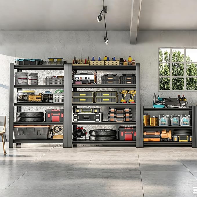 BESFUR 71" H Wider Garage Shelving, 3000LBS 5-Tier Storage Shelves, Heavy Duty Metal Shelving Unit and Large Adjustable Storage Rack, for Warehouse Shop Garage Pantry Industrial, 19.7"*47.3"*71"