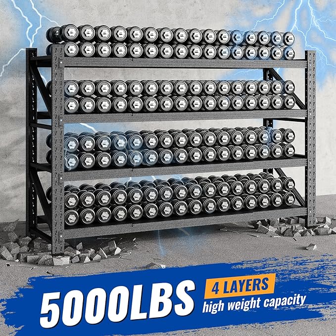 71" W Storage Shelves 5000lbs Garage Metal Shelving Heavy Duty Garage Shelves Adjustable Storage Shelves for Industrial, Factory,71" W X 24" D X 69" H