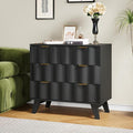 3 Drawer Dresser, Fluted Chest of Drawers with Handles for Closet, Large Nightstand with 3 Drawers Accent Cabinet for Bedroom, Living Room, Hallway (Black)