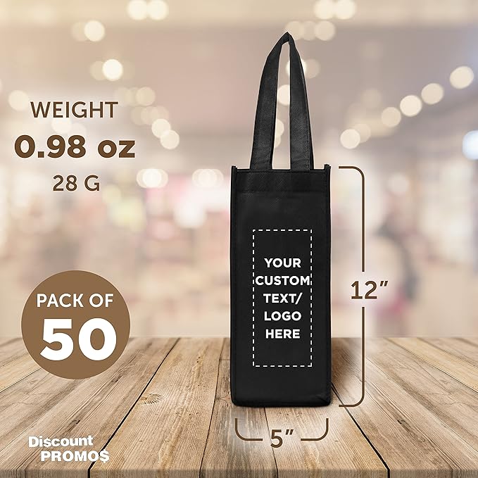DISCOUNT PROMOS Non-Woven Vineyard Two Bottle Wine Bags