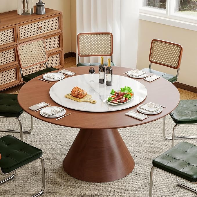 31.5" Lazy Susan Turntable – 360° Sinteredstone Silent Anti-Slip Turntable, Table Top Centerpiece for Kitchen, Pantry, Spice Rack, Refrigerator & Dining Table, White