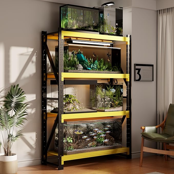 32" W Garage Shelving,4-Tier Heavy Duty Storage Shelves Unit with Adjustable Metal Shelf for Warehouse,Basement,Workshop,3200LBS,32" W x 20" D x 79" H,Black&Yellow