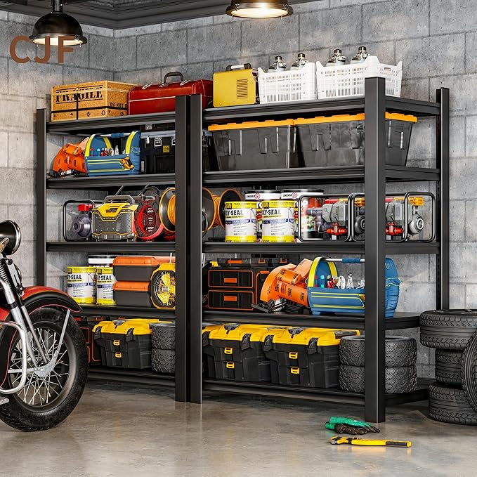 CJF Adjustable Garage Storage Shelves, 5-Tier Garage Shelving Heavy Duty, Metal Industrial Utility Shelf for Warehouse, Kitchen, Laundry Room,Warehouse-Black (71 "H x 36" W x 16" D)