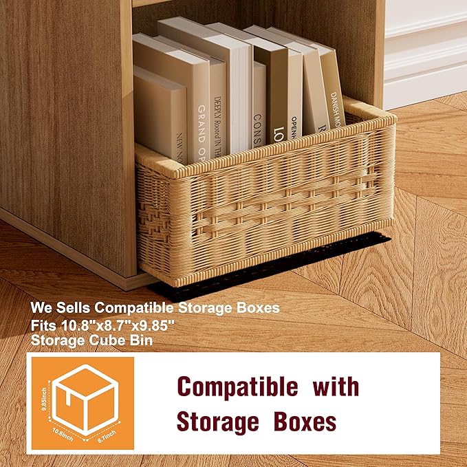 Book Shelf, Wooden Cube Storage Organizer with 11" Open Cubes, Stackable Modular Bookcase for Room Divider Storage, 3 Tier Bookshelf for Living Room, Bedroom, Office (Oak, 3-Cube)