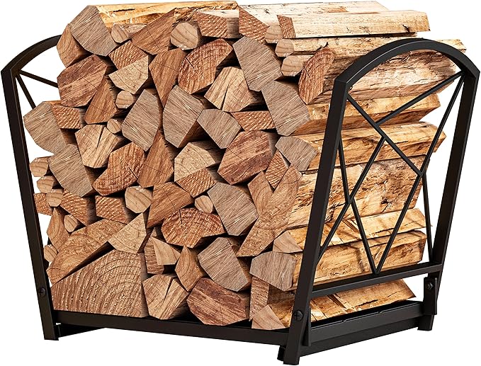 Fire Beauty Firewood Log Rack, Iron Wood Lumber Storage Holder for Fireplace, Heavy Duty Log Storage Bin for Firepit Stove Accessories