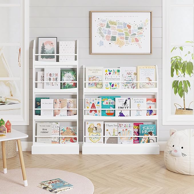 UTEX Kids Bookshelf, 3 Tiers Book Shelf and Storage for Kids Rooms, Kids Bookcase Rack Wall for Bedroom,Study Living Room,White
