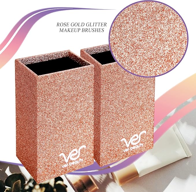 Ver Beauty Makeup Organizer, Cosmetic Travel Kit, Makeup Artist Supplies, 6-Tier Lockable Storage Box, Makeup Train Case, Aluminium Case, Lightweight & Portable Beauty Vanity (Rose Gold Glitter)