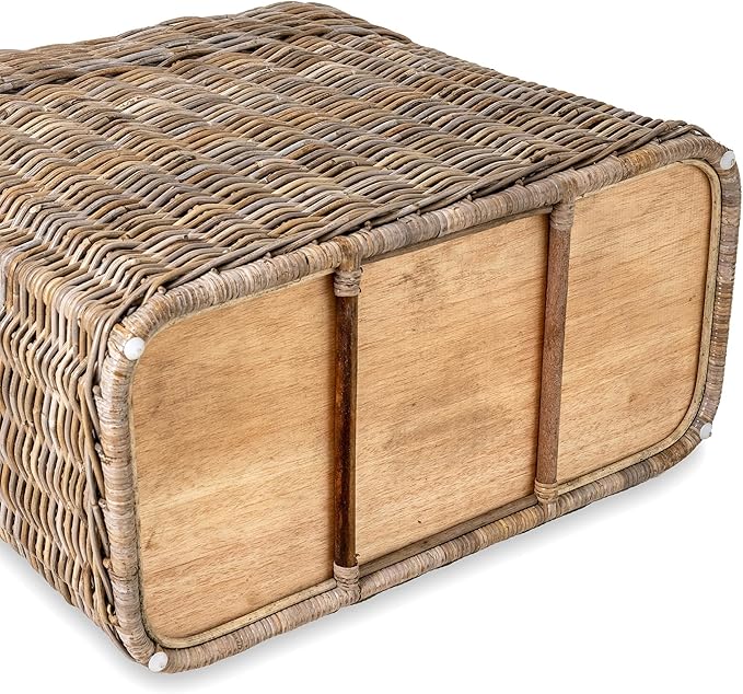 The Basket Lady 3-Compartment Wicker Laundry Sorter Hamper, 30 in L x 15 in W x 28 in H, Serene Grey
