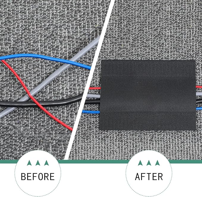 WILLBOND Carpet Cord Cover Cable Protector Floor Cover Cable Protector Management Only for Commercial Office Carpet(98.43 ft,Black)