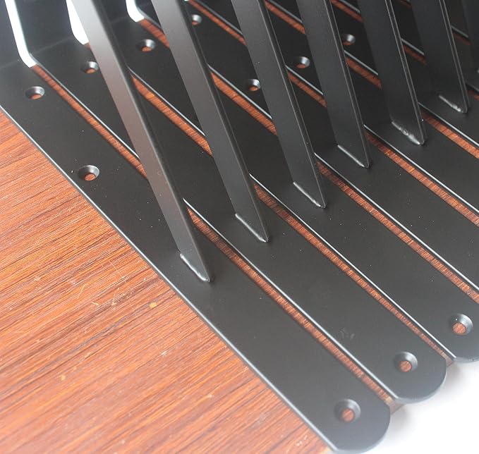 40 Pack L14 x H 10" Black Heavy Duty Shelf Brackets with Screws Metal Shelf Brackets Shelf Support Angle Brackets for Shelves L Brackets Heavy Duty Floating Shelf
