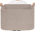 Goodpick 105L Large Woven Storage Basket, Rectangle Cotton Rope Basket for Blankets, Clothes, Oversized Toy Storage Organizer for Living Room, Nursery, 25"x16"x16", Brown