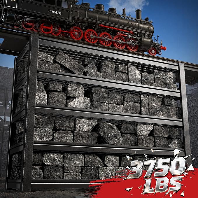 59.8" W Metal Shelving 6 Tier Garage Shelving 3750LBS Storage Shelves Adjustable Garage Shelves Industrial Metal Shelf for Basement Warehouse Shop Supermarket 59.8" W x 24" D x 83.9" H