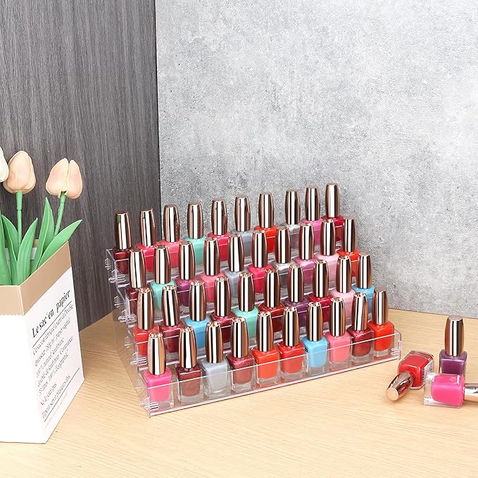 Sunglass Organizer Easy Snap-on Assembly, Acrylic Sticker Display Stand for Vendors, Nail Polish Holder Nail Desk Essential Oil Lipstick Storage,Clear Sunglasses Perfume Organizer (4 Layers)