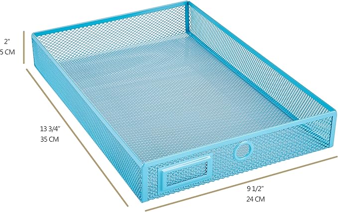 Annova Desk Organizer Wire Mesh 3 Tier Sliding Drawers Paper Sorter/Multifunctional/Premium Solid Construction for Letters, Documents, Mail, Files, Paper, Kids' Art Supplies (Blue)
