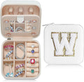 Parima Travel Jewelry Organizer for Women | Necklace, Earring, Ring Organizer | Women's Travel Gifts - Letter W, White