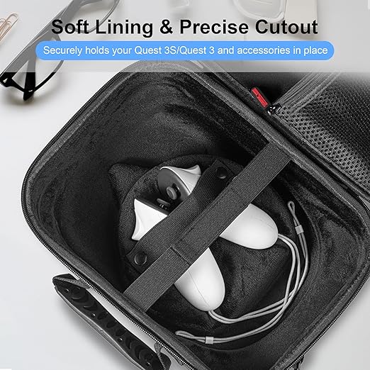 Large Hard Travel Case for Meta Quest 3/Quest 3S, Compatible with BOBOVR S3 Pro/Kiwi Design Battery Head Strap, Controllers & Accessories, Portable Carrying Case for Oculus Quest 3/3S Black