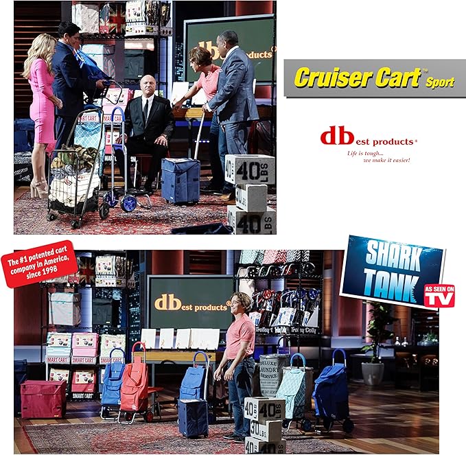 dbest Products Cruiser Cart Sport, Foldable Grocery Cart on Wheels,Multi-Use Collapsible Folding Laundry Basket with Wheels