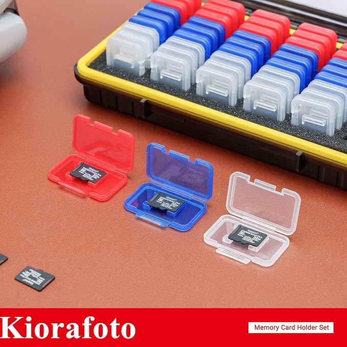 Dual Protect Micro SD Card Case with 54 PCS Clear Memory Card Holders for 54 TF MSD Cards Storage, Water-Resistant Anti-Shock MicroSD MicroSDHC MicroSDXC Card Carrying Organizer Protector with Labels