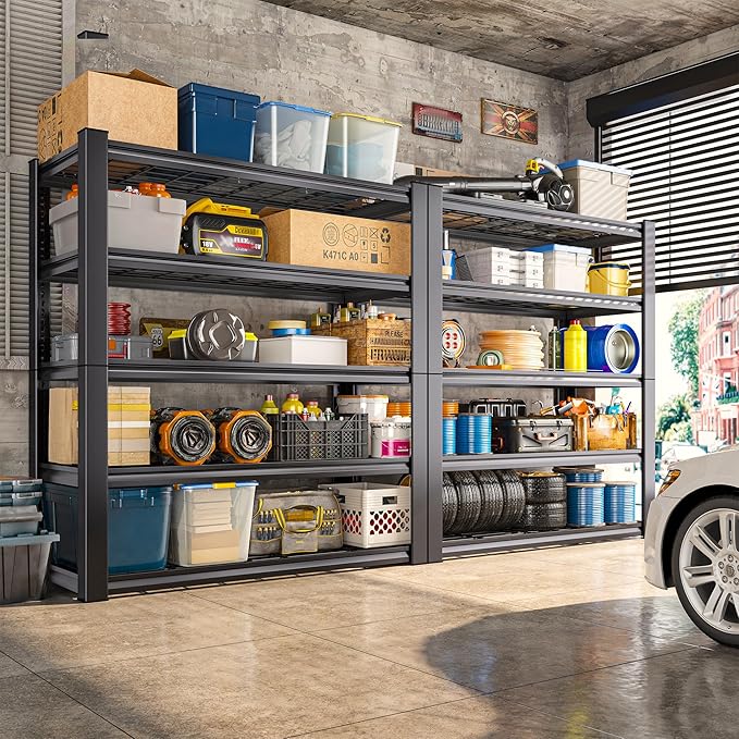 REIBII 3010LBS Storage Shelves 72" H Garage Shelving Heavy Duty Metal Shelving 5 Tier Adjustable Metal Shelves for Storage for Kitchen Pantry Warehouse Basement 72" H x 35.5" W x 16" D, 3 Pack