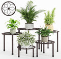 Metal Plant Stand Indoor Outdoor,Indoor Plant Stands for Patio Rust Proof,Heavy Duty Flower Pot Stands for Multiple Plant,Brown Potted Plant Holder for Garden Home (5 Pack Brown)