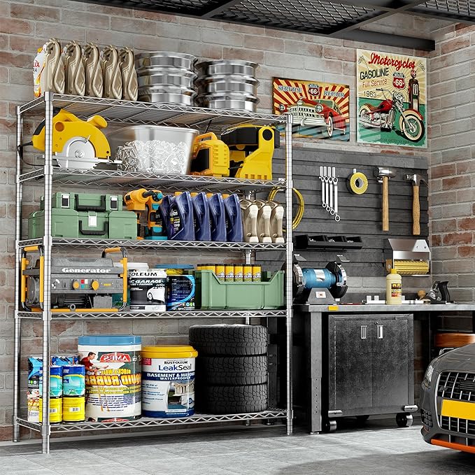 Storage Shelves Heavy Duty, 3 PCS 48" L x 20" W x 72" H Garage Wire Shelving Unit Loads 2000LBS, 5-Tier Adjustable Metal Industrial Utility Shelf Rack for Kitchen, Laundry Room, Warehouse, Basement