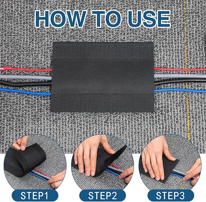 WILLBOND Carpet Cord Cover Cable Protector Floor Cover Cable Protector Management Only for Commercial Office Carpet(147.64 ft,Black)