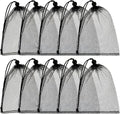 TecUnite 10 Pcs Mesh Bags Drawstring Laundry Bags Large Nylon Mesh Gift Dishwasher Bag with Sliding Drawstring for Kitchen Jewelry Gifts Wedding Favor Home(5.5 x 7.5 Inch,Black)