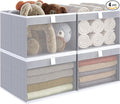 Linen Closet Organizers and Storage, Closet Storage Bins Basket Organizer, Foldable Organization Baskets with Mesh Window for Clothes Towels and Toys, 12.75" x 12.75" x 9", Gray, 4 pack