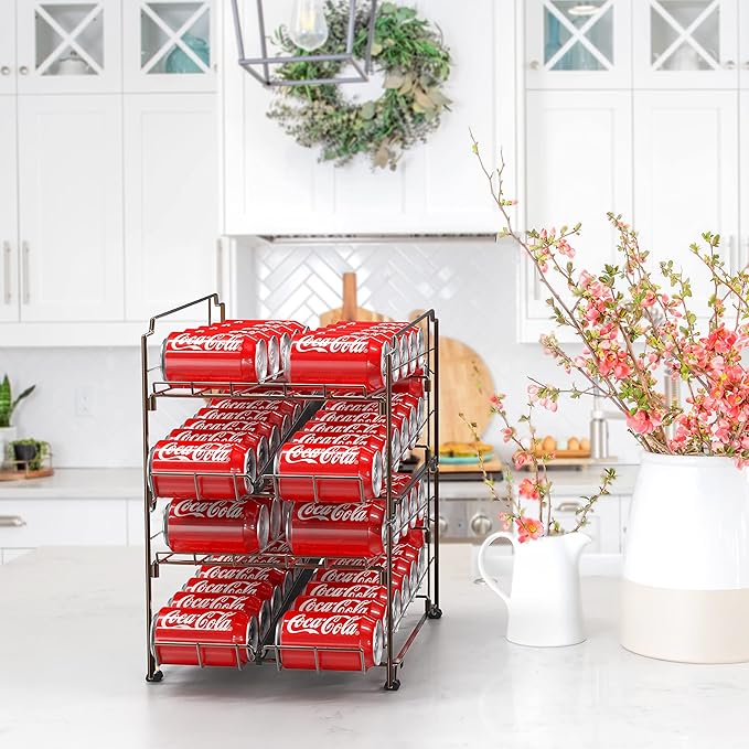 Simple Houseware Dual Row Front Loading Stackable Can Dispenser, Bronze