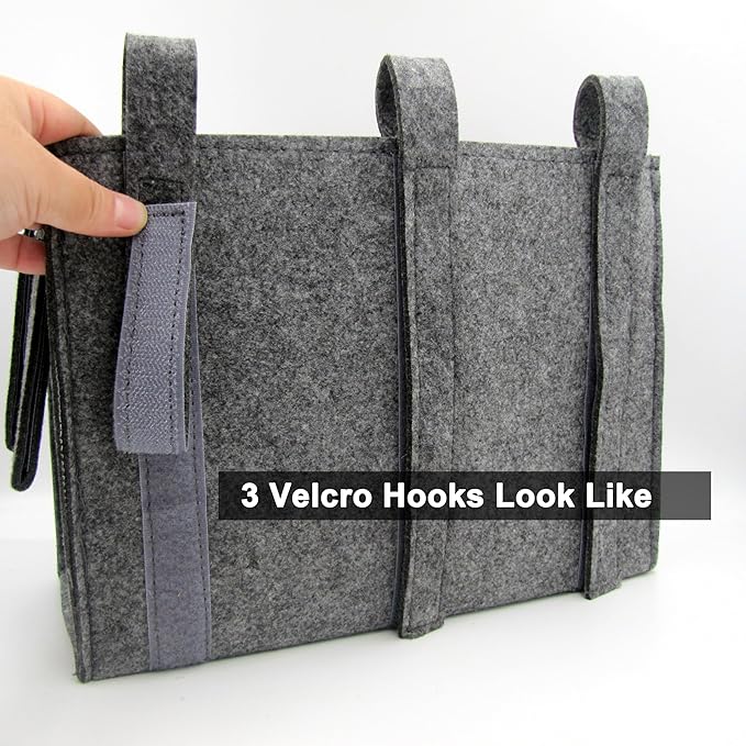 Bedside Caddy, Hanging Storage Bag, Chair Organizer Caddy, Remote, Magazine, Drink Bottle, Cell Phone Holder with Fixed Straps for Hospital Bed, Dorm Bed, Baby Stuff, Office (Grey Small)