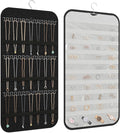 Hanging Jewelry Organizer Storage, 40 Pockets 36 Hooks Necklace Earring Bracelet Ring Organizer, Double - Sided Design, Black and White